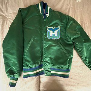 NHL Hartford Whalers Green Starter Satin Bomber Jacket SIZE S